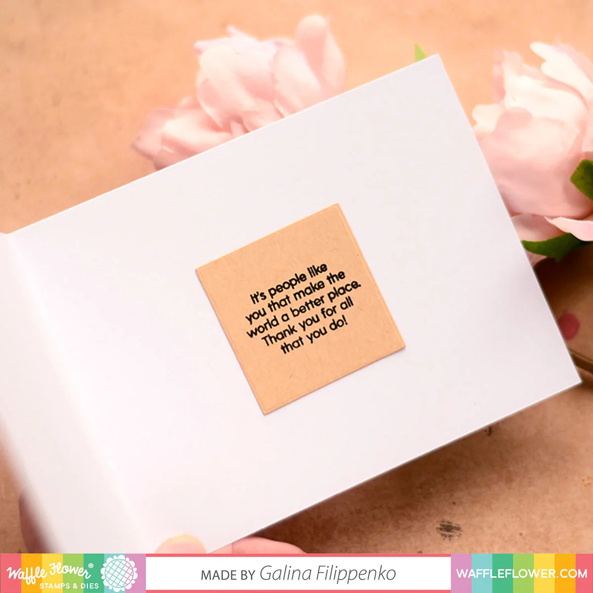 Waffle Flower Inside Sentiment Thank You Stamp Set