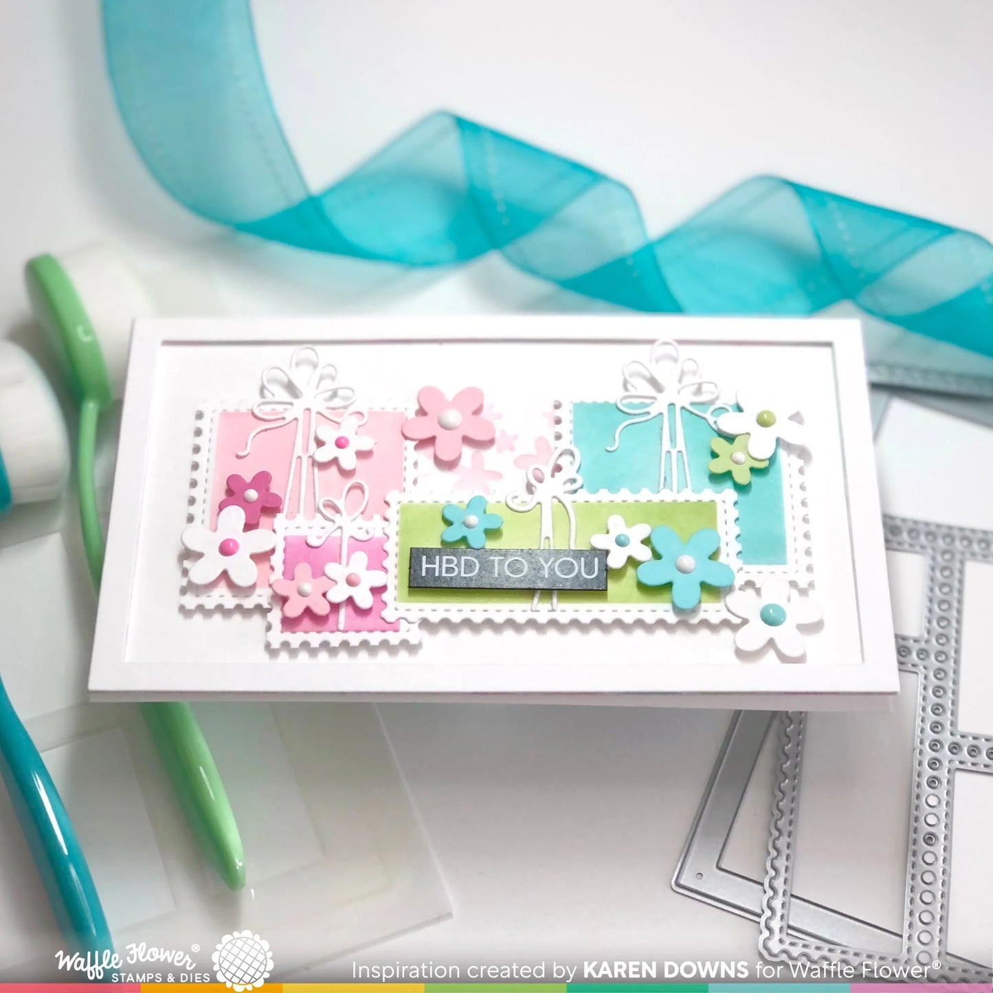 Waffle Flower Postage Collage Mini Slimline Blocks Die