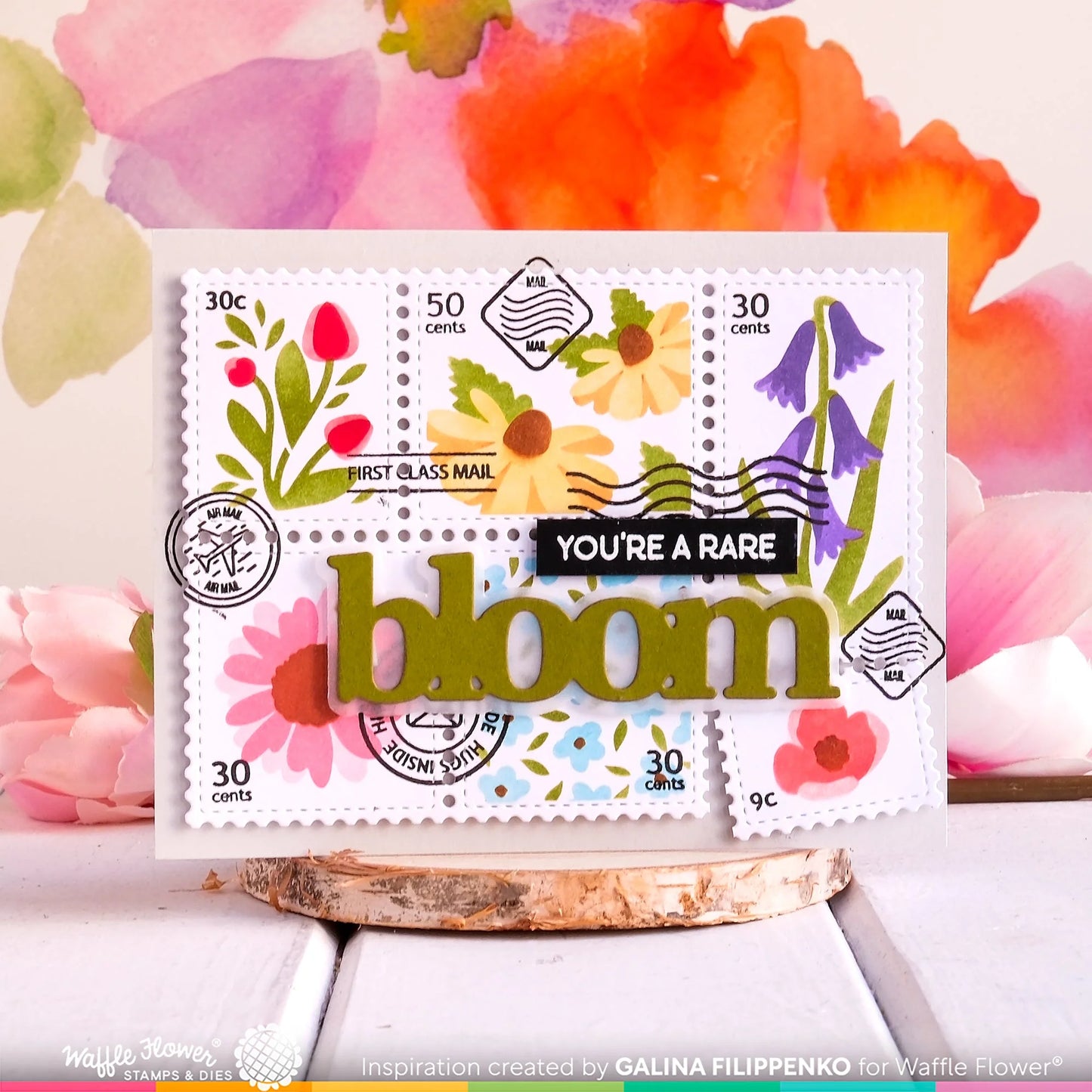 Waffle Flower Postage Collage Wild Flower Stencil