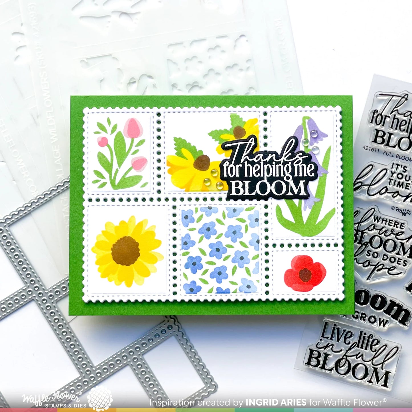 Waffle Flower Postage Collage Wild Flower Stencil