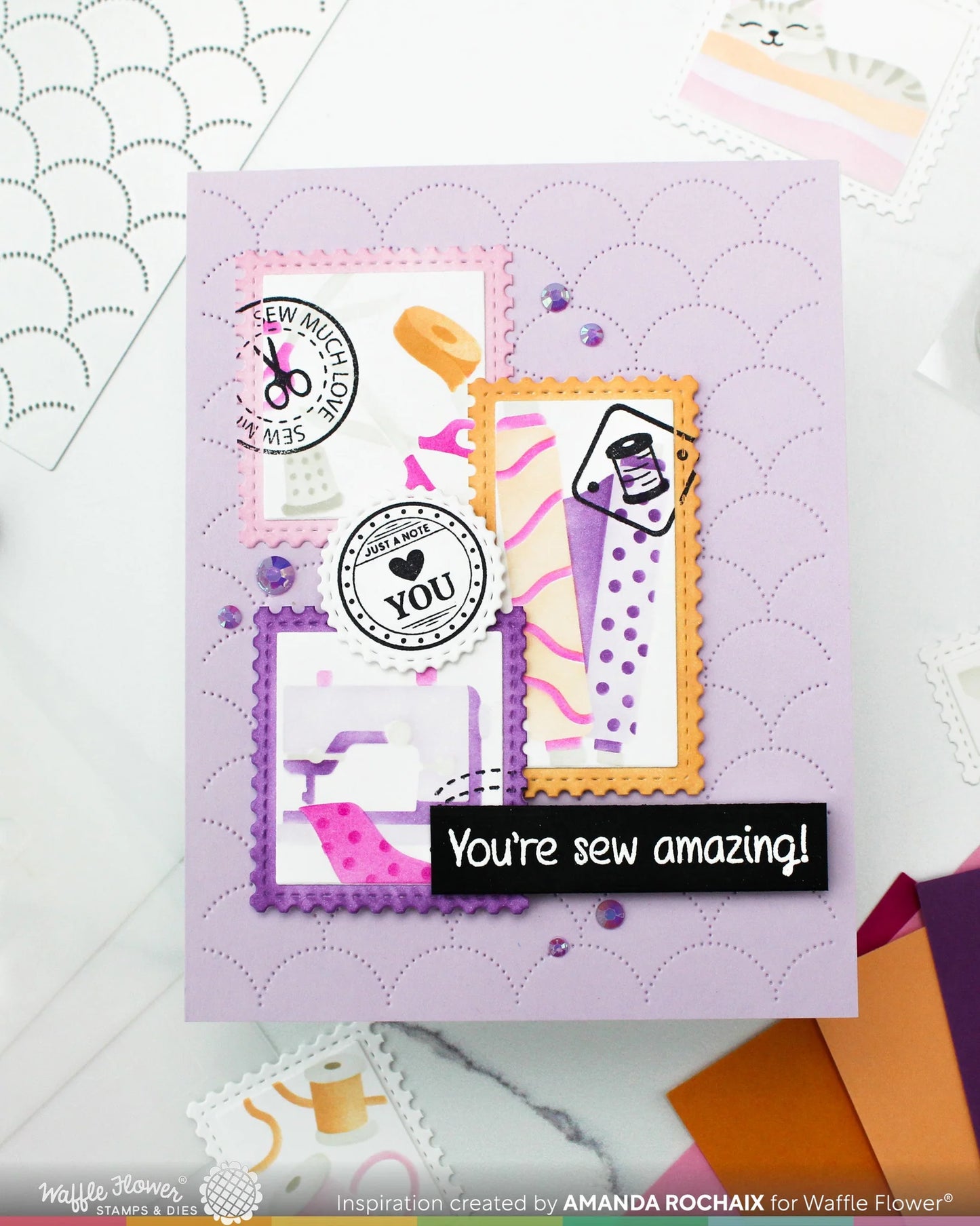 Waffle Flower Postage Collage Circle Sentiments