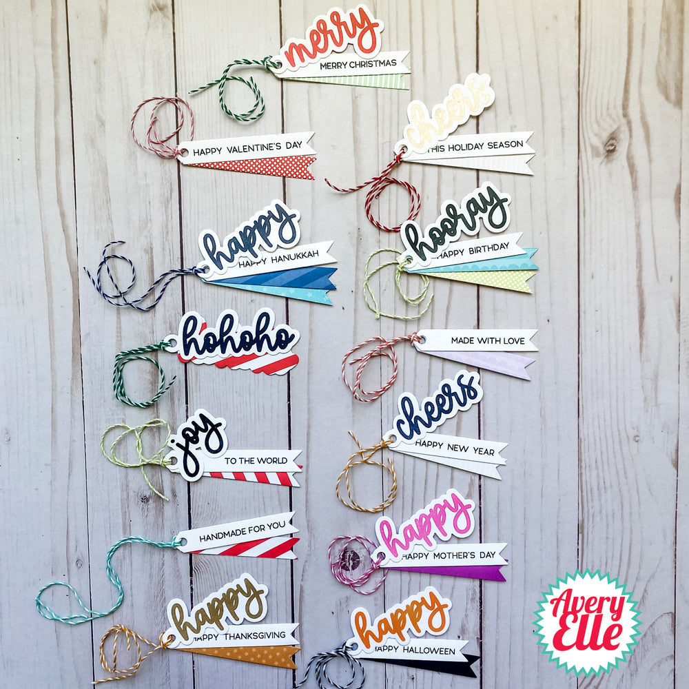 Avery Elle Happy Tags Clear Stamps