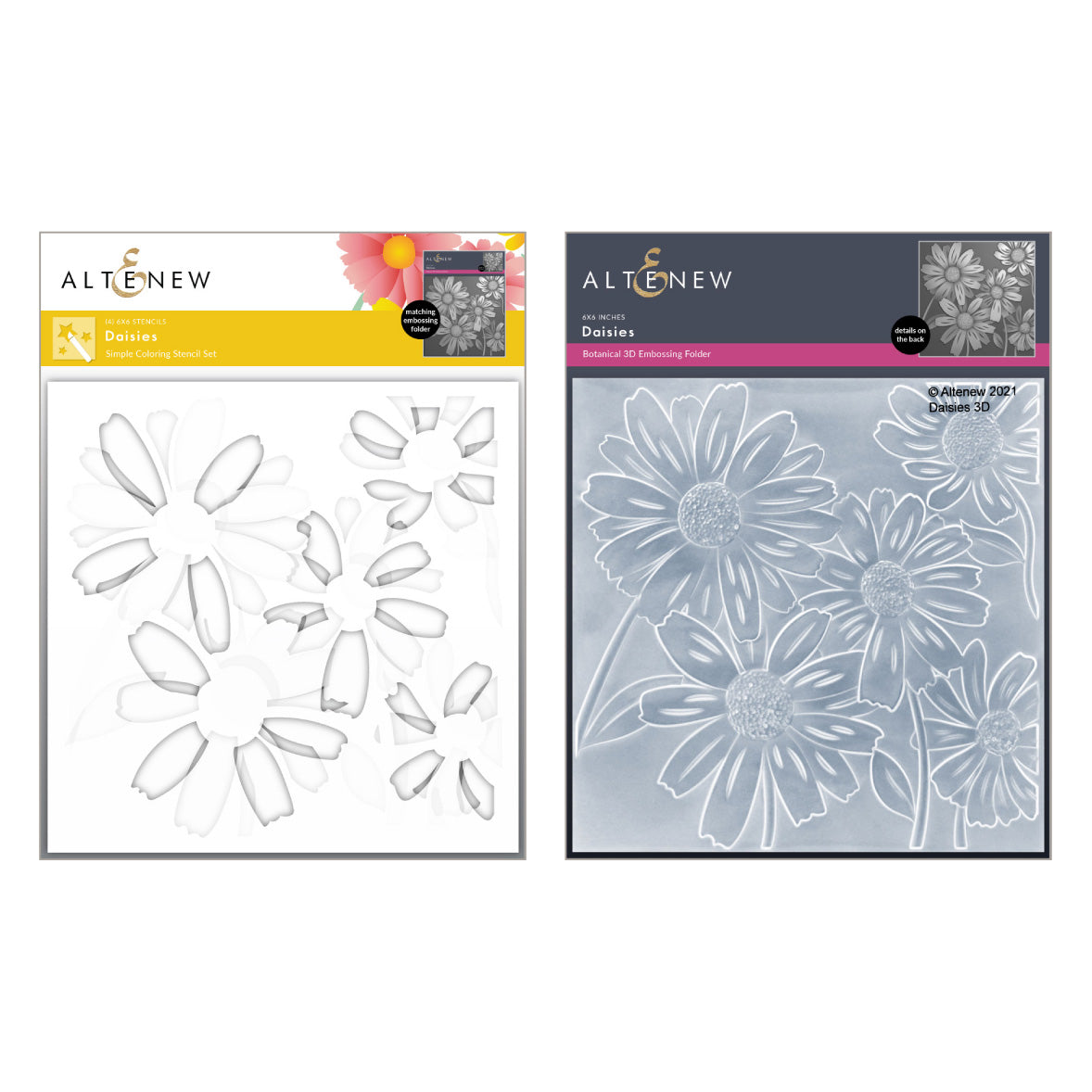Altenew Daisies Stencil Set and Embossing Folder Bundle