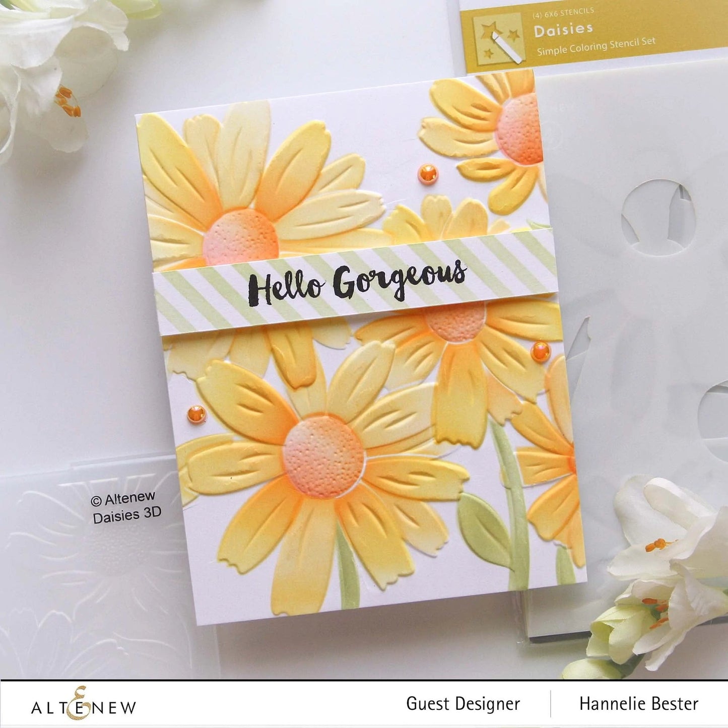 Altenew Daisies Stencil Set and Embossing Folder Bundle