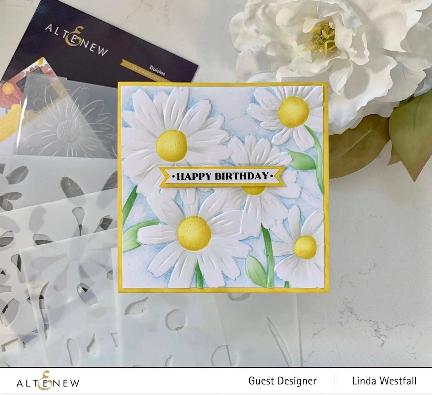 Altenew Daisies Stencil Set and Embossing Folder Bundle