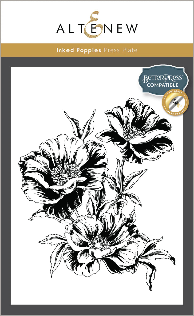 Altenew Inked Poppies Press Plates (BetterPress and Hot Foil Compatible)