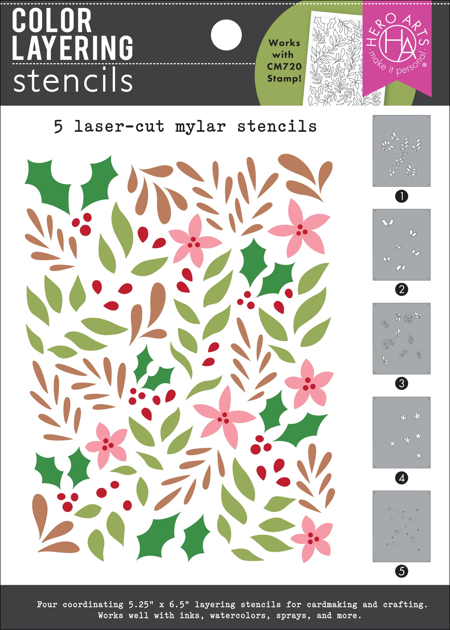 Hero Arts Color Layering Christmas Foliage Stencils