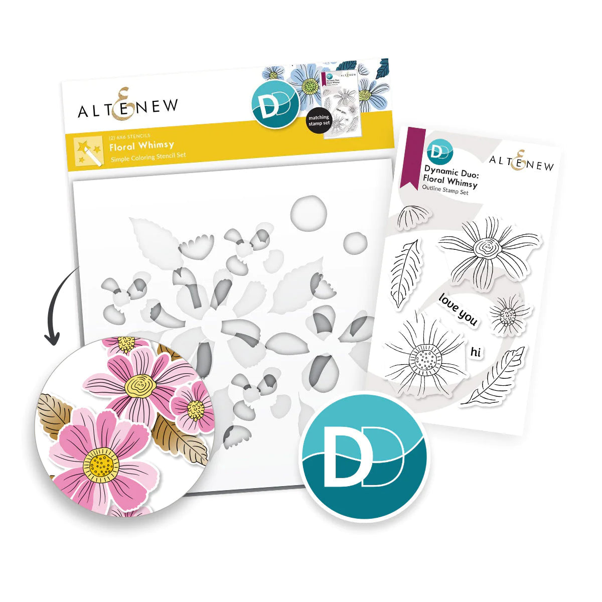 Altenew Dynamic Duo: Floral Whimsy Stamp, Stencil and Die Set