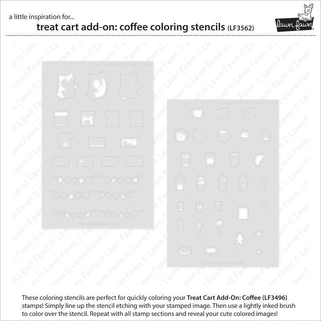 Lawn Fawn Treat Cart Add-On: Coffee Coloring Stencils
