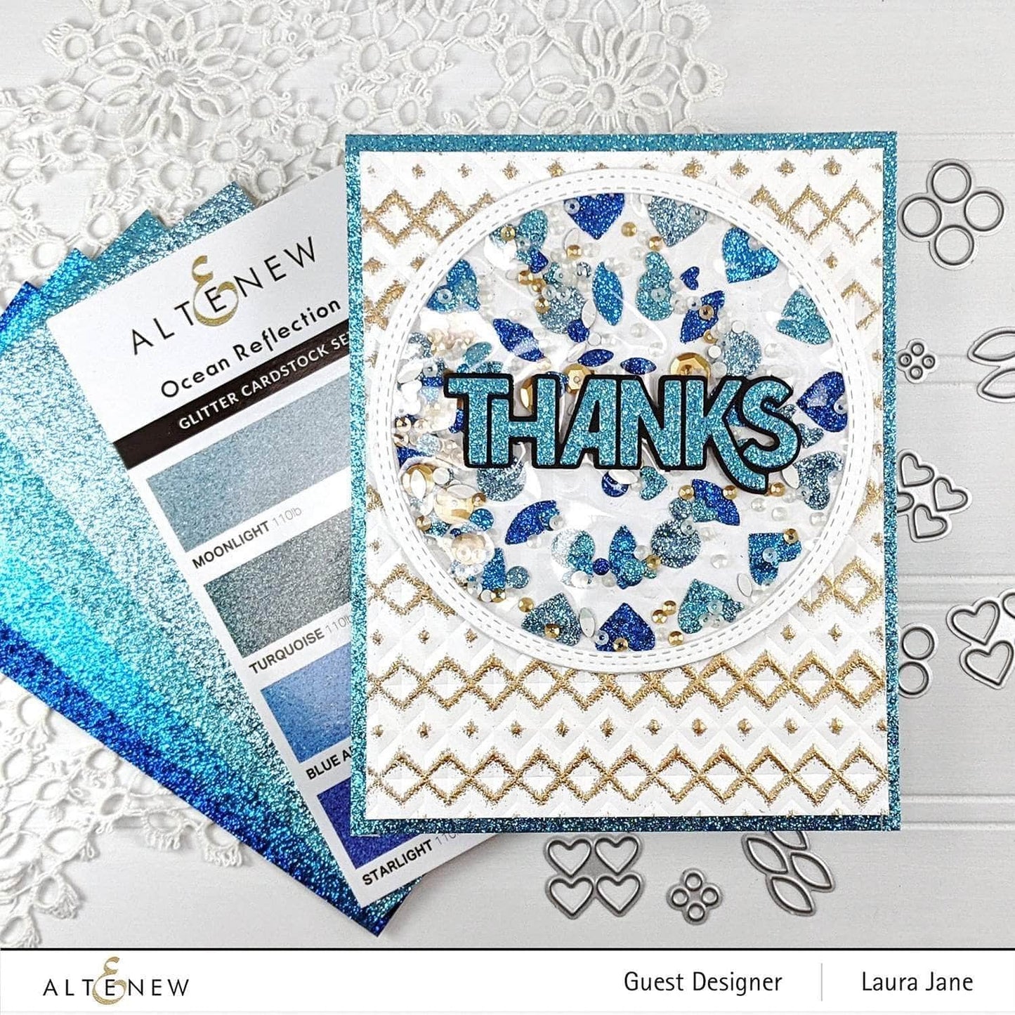 Altenew Glitter Cardstock Set - Ocean Reflection