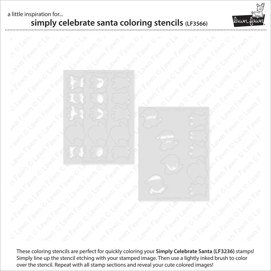 Lawn Fawn Simply Celebrate Santa Stamp, Die and Coloring Stencils Bundle