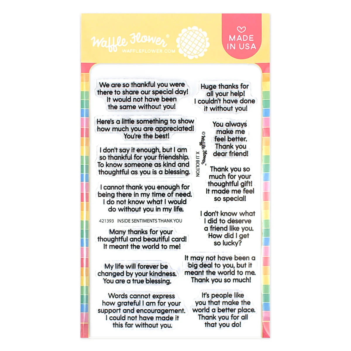 Waffle Flower Inside Sentiment Thank You Stamp Set