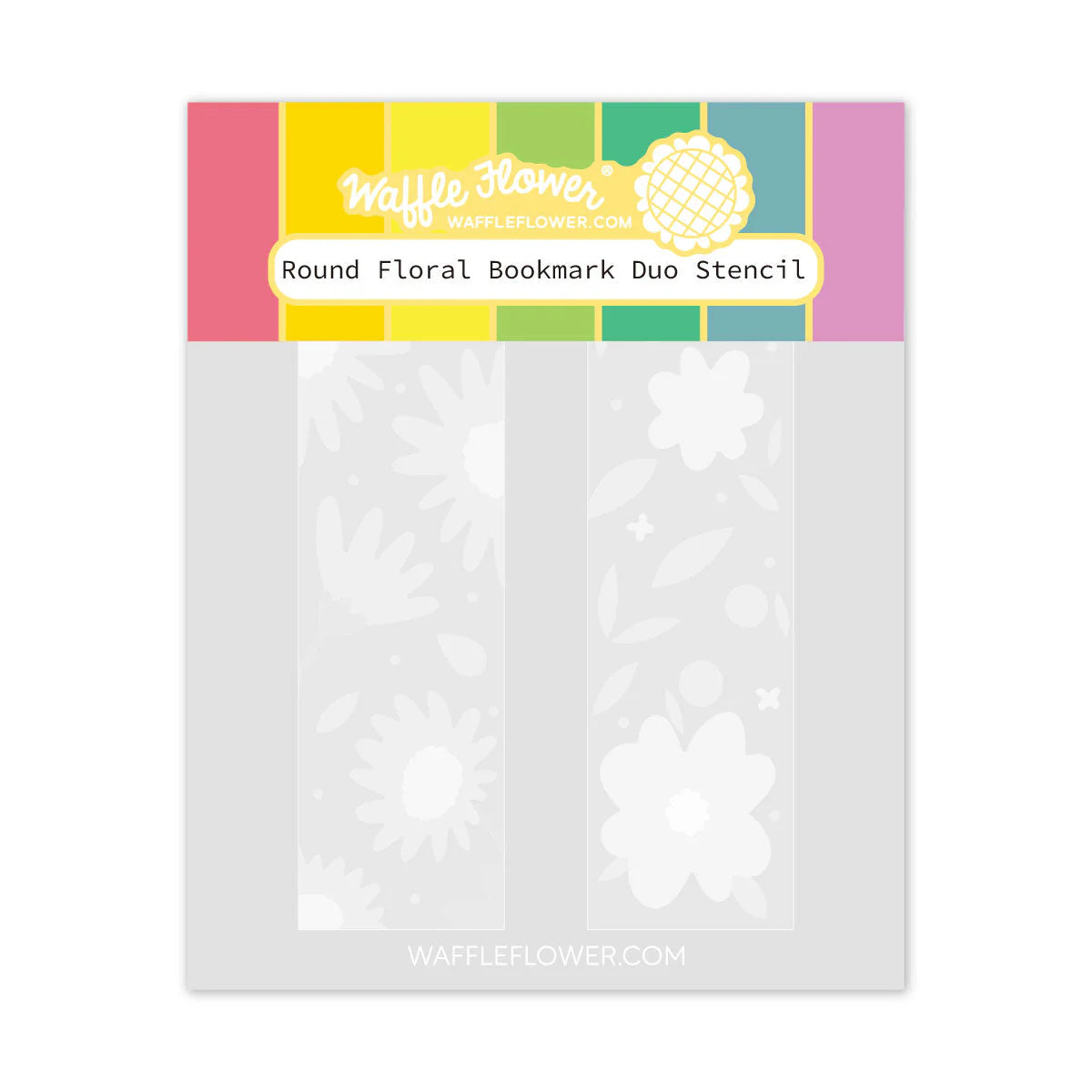 Waffle Flower Round Floral Bookmark Duo Stencil Set