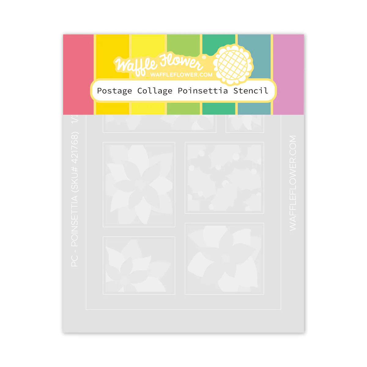 Waffle Flower Postage Collage Poinsettia Stencil Set
