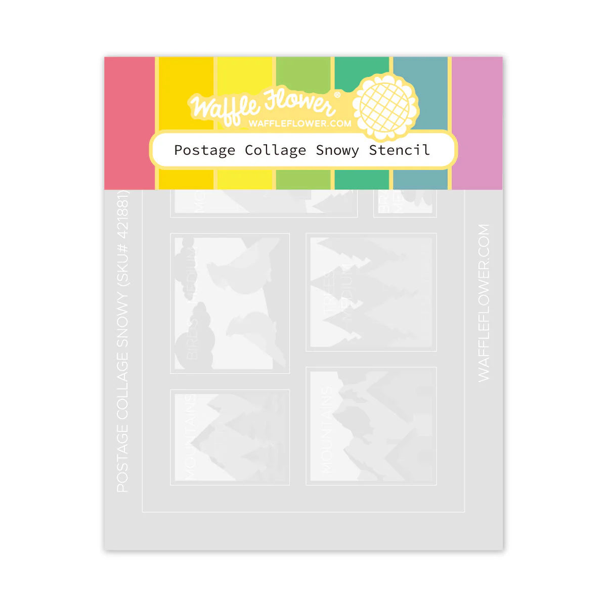 Waffle Flower Postage Collage Snowy Stencil Set