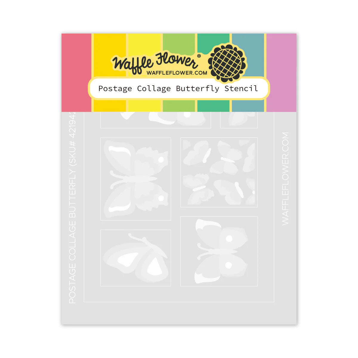 Waffle Flower Postage Collage Butterfly Stencil Set