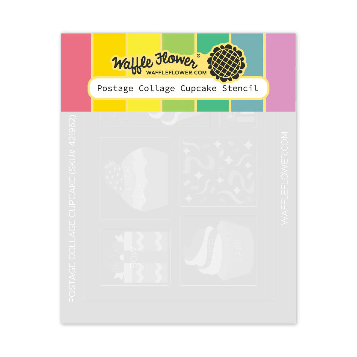 Waffle Flower Postage Collage Cupcake Stencil Set