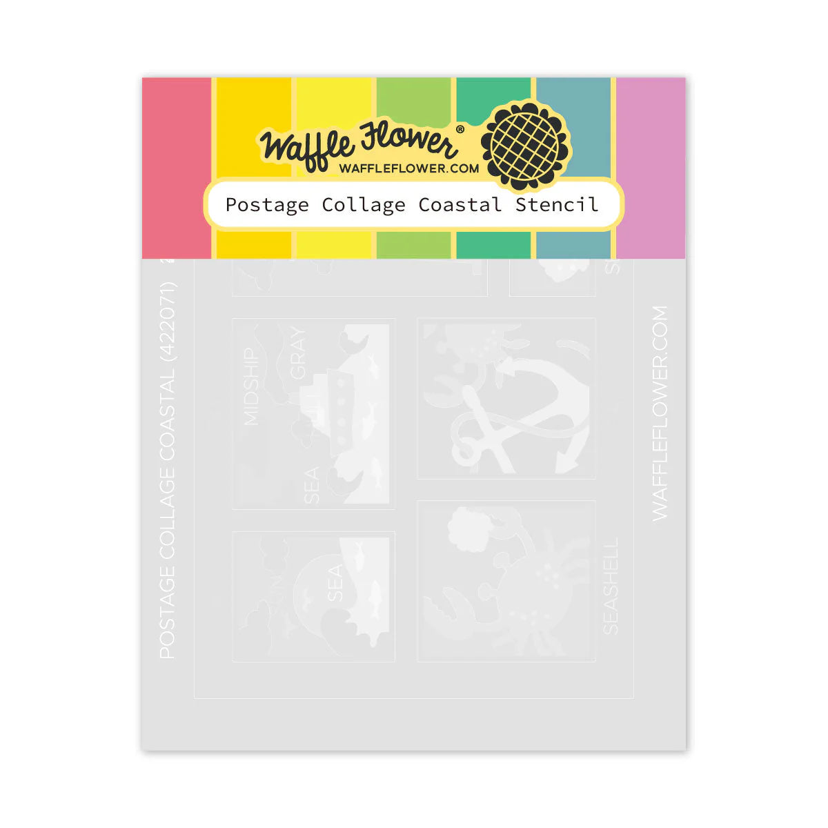 Waffle Flower Postage Collage Costal Stencil Set