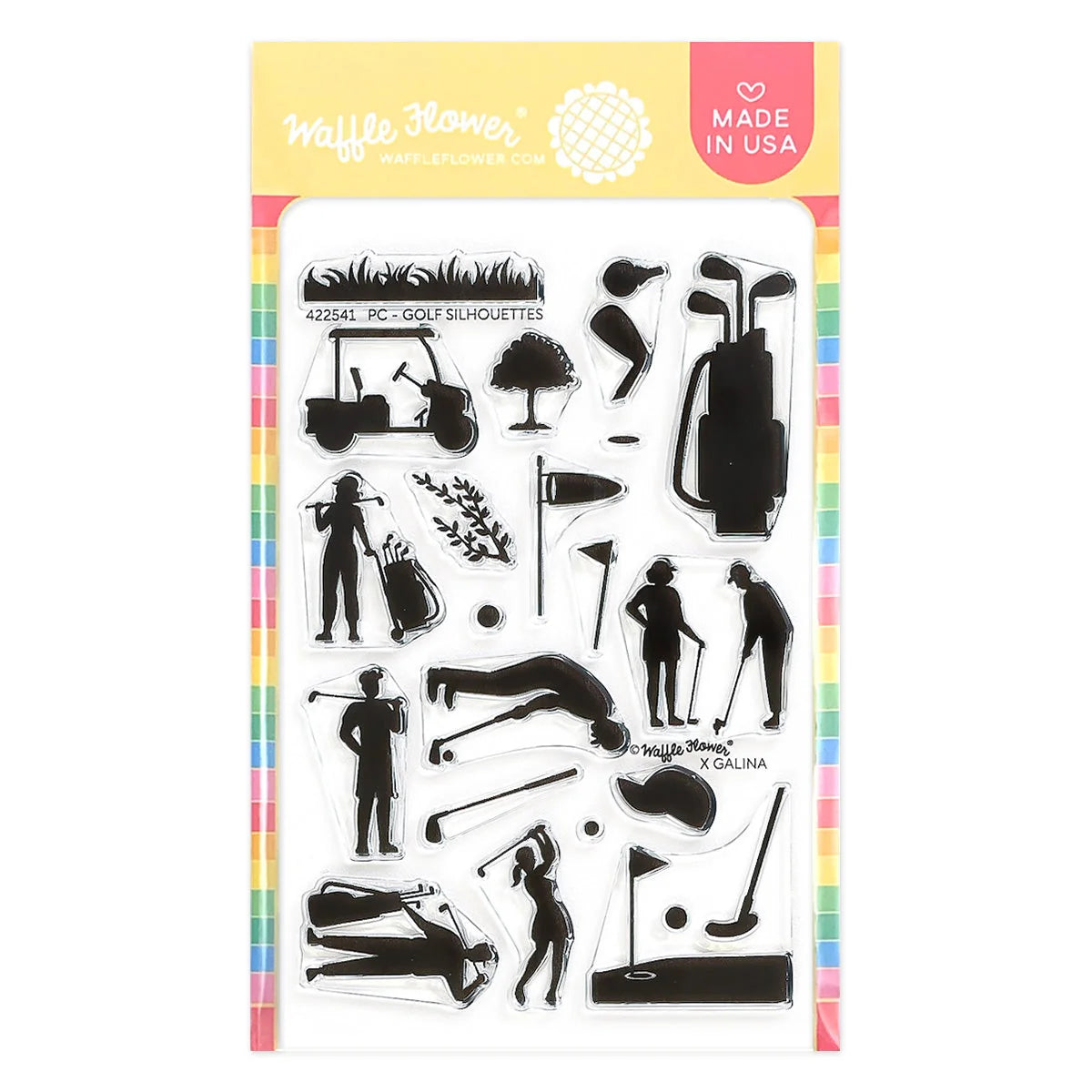 Waffle Flower Postage Collage Golf Silhouette Stamp Set