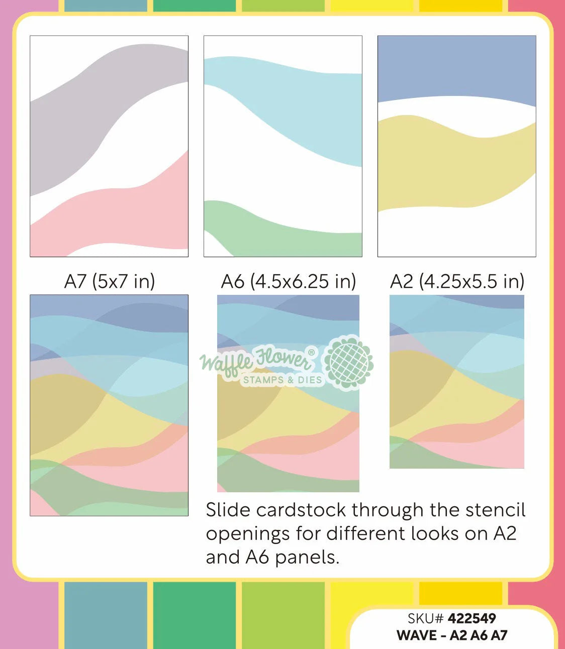 Waffle Flower Wave Stencil for A2, A6, and A7 cards