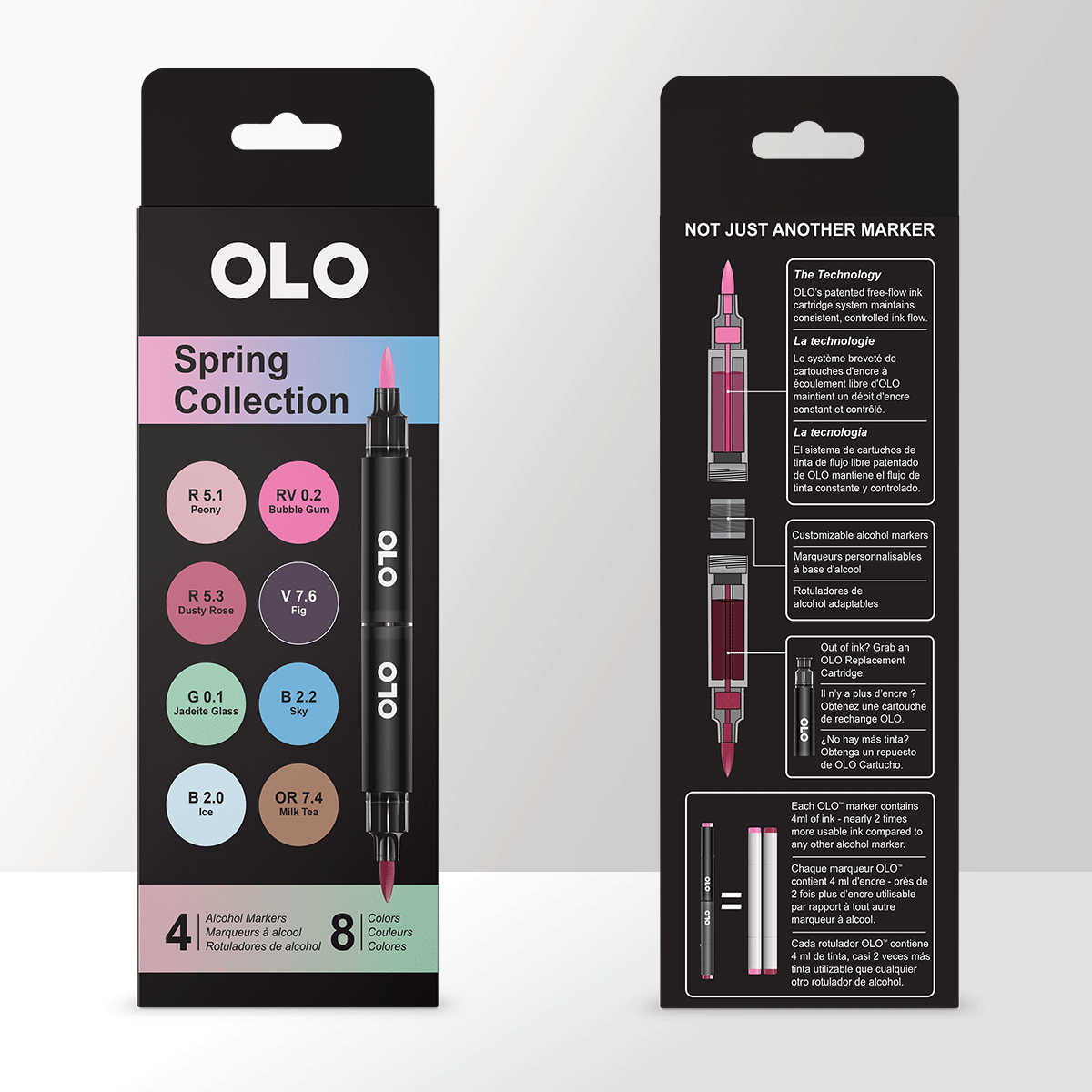 OLO Alcohol Markers Spring Collection - 4 Markers/8 Colors