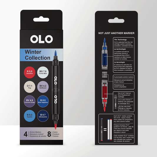 OLO Alcohol Markers Winter Collection - 4 Markers/8 Colors