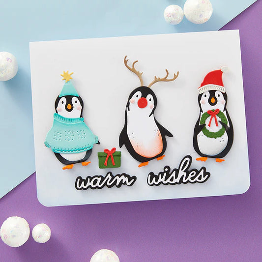 Simon Hurley Playful Penguins Etched Dies (Spellbinders)