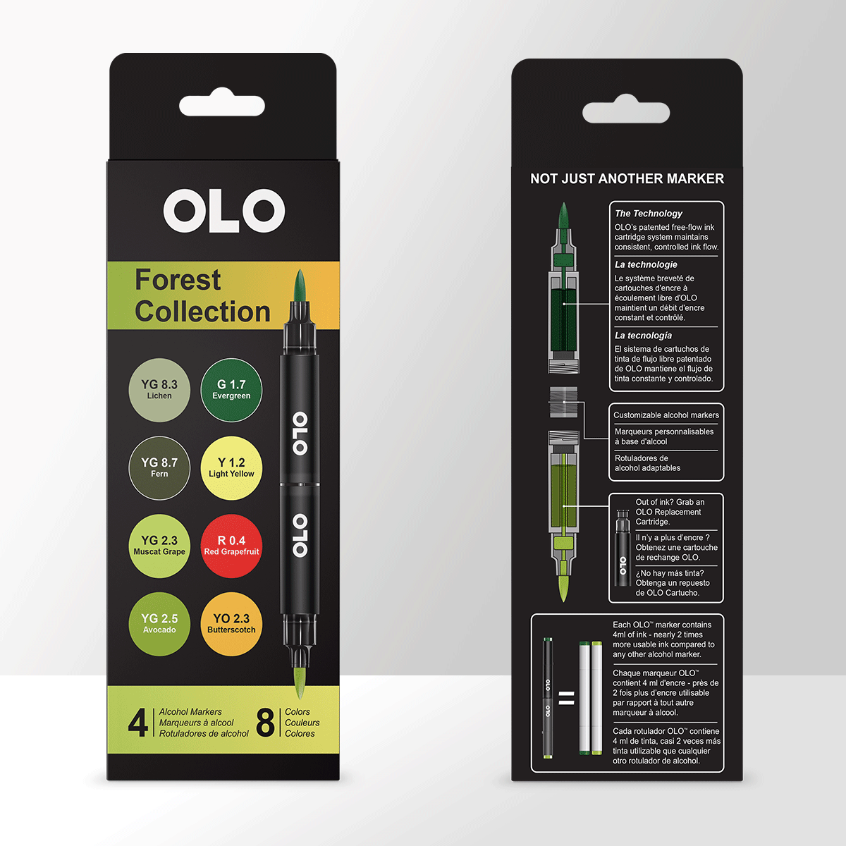 OLO Alcohol Markers Forest Collection - 4 Markers/8 Colors