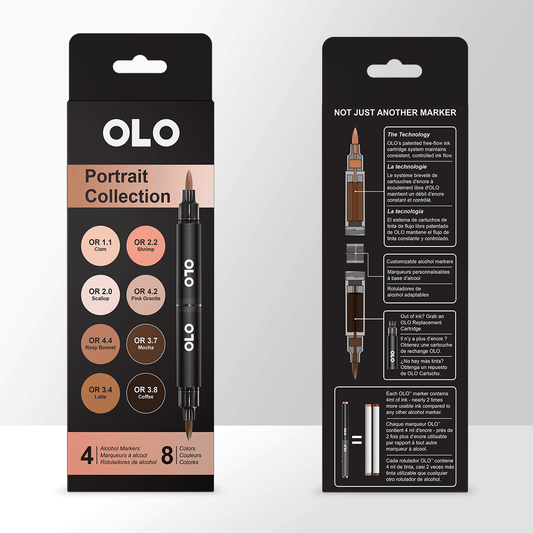 OLO Alcohol Markers Portrait Collection - 4 Markers/8 Colors