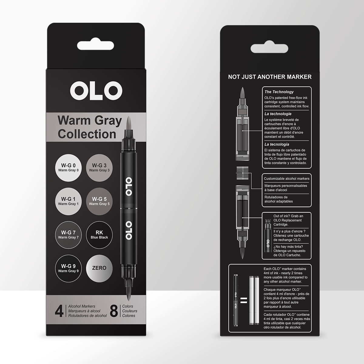 OLO Alcohol Markers Warm Gray Collection - 4 Markers/8 Colors