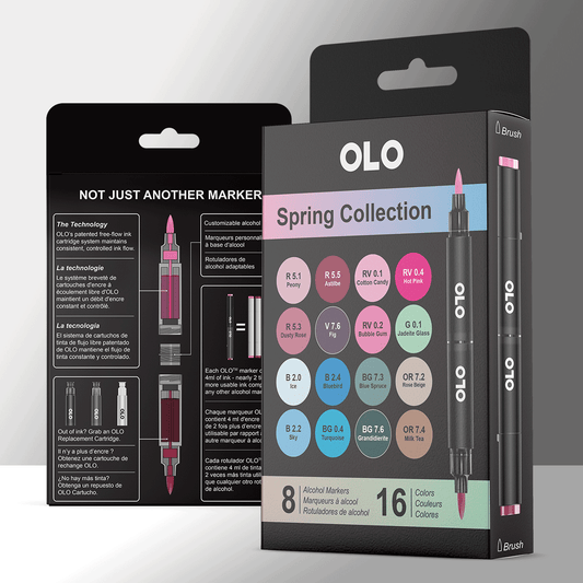 OLO Alcohol Markers Spring Collection - 8 Markers/16 Colors