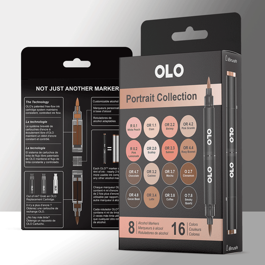 OLO Alcohol Markers Portrait Collection - 8 Markers/16 Colors