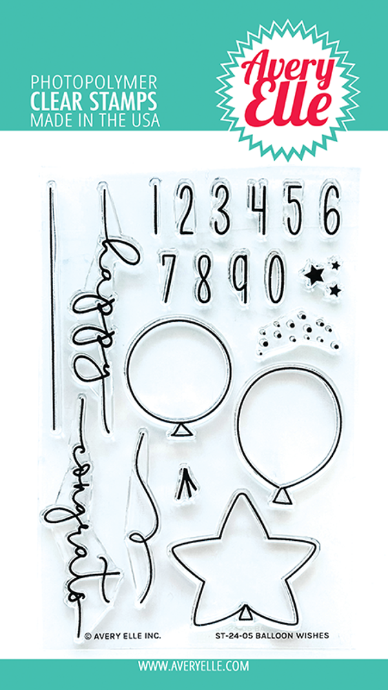 Avery Elle Balloon Wishes Clear Stamps