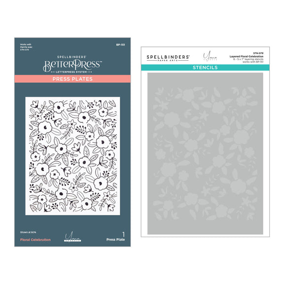 Spellbinders Floral Celebration BetterPress and Stencil Bundle