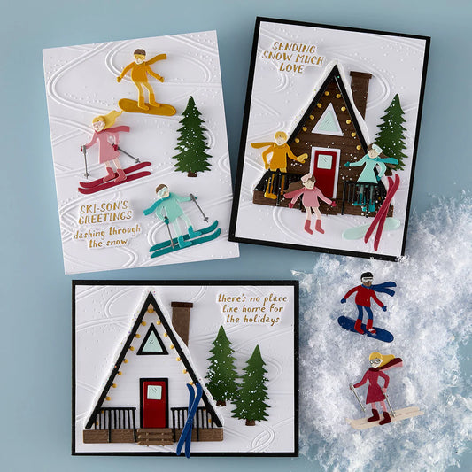ski-son's greetings Dies and 3D Embossing Folder Bundle by Simon Hurley