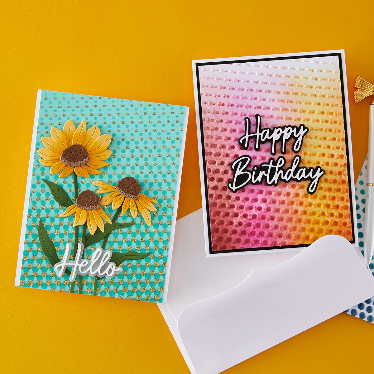 Spellbinders Cascading Dots 3D Folder and Stencil Bundle by Simon Hurley