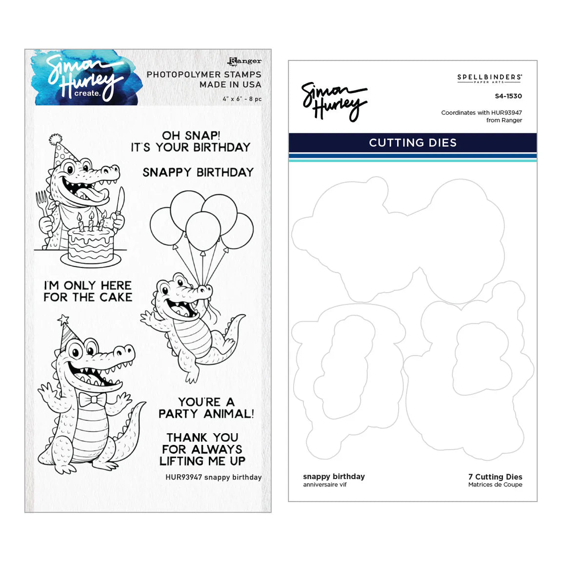 Spellbinders Snappy Birthday Stamp & Die Bundle by Simon Hurley