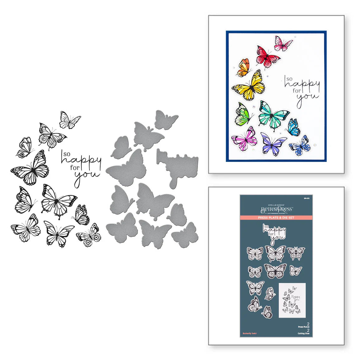 Spellbinders Butterfly Swirl Press Plate & Die Set