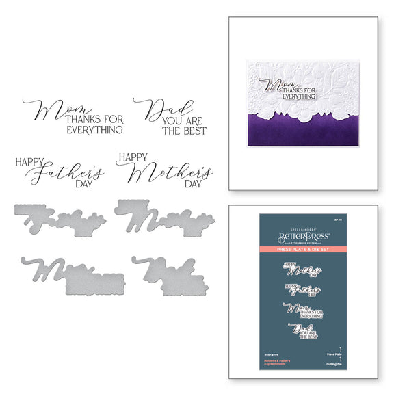 Spellbinders Mother's & Father's Day Sentiments BetterPress Plate & Die Set