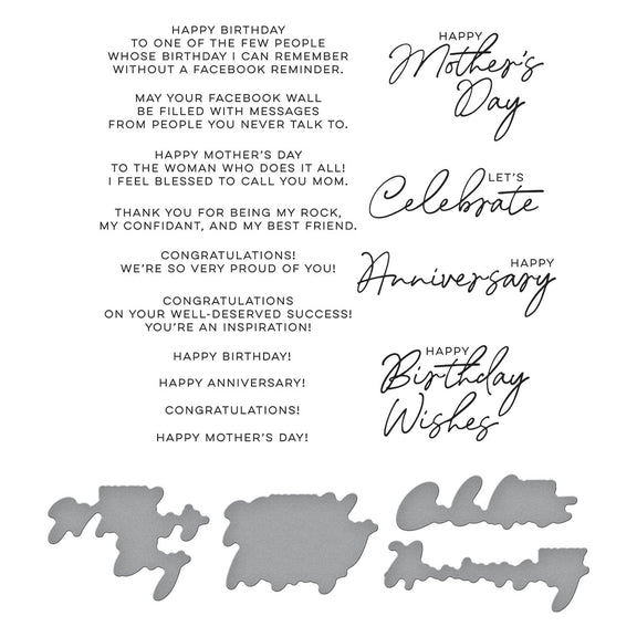 Spellbinders Let's Celebrate Sentiments BetterPress Plate & Die Set