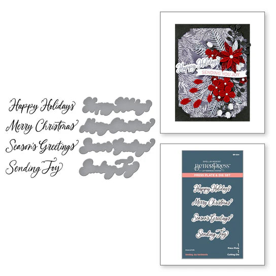 Spellbinders Sending Joy Sentiments Press Plate & Die Set (BetterPress)