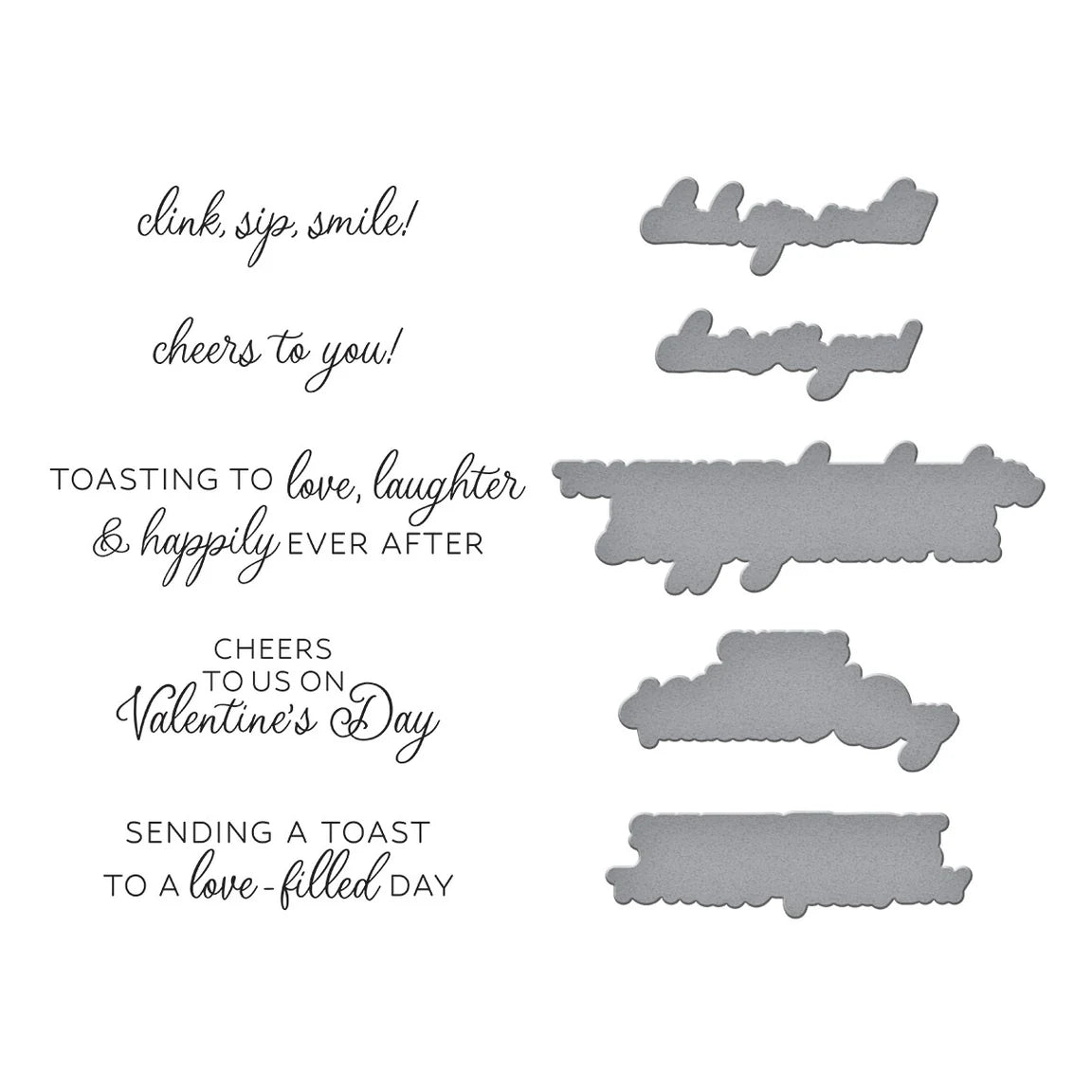 Valentine Happy Hour Sentiments Betterpress Plate & Die Set - Love on the Rocks Collection