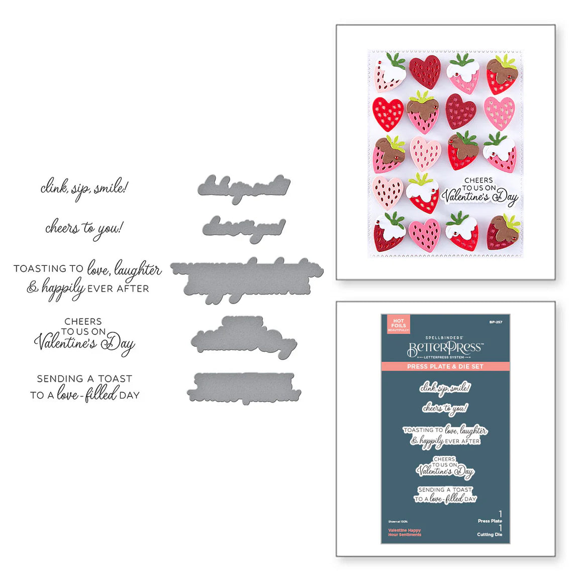 Valentine Happy Hour Sentiments Betterpress Plate & Die Set - Love on the Rocks Collection