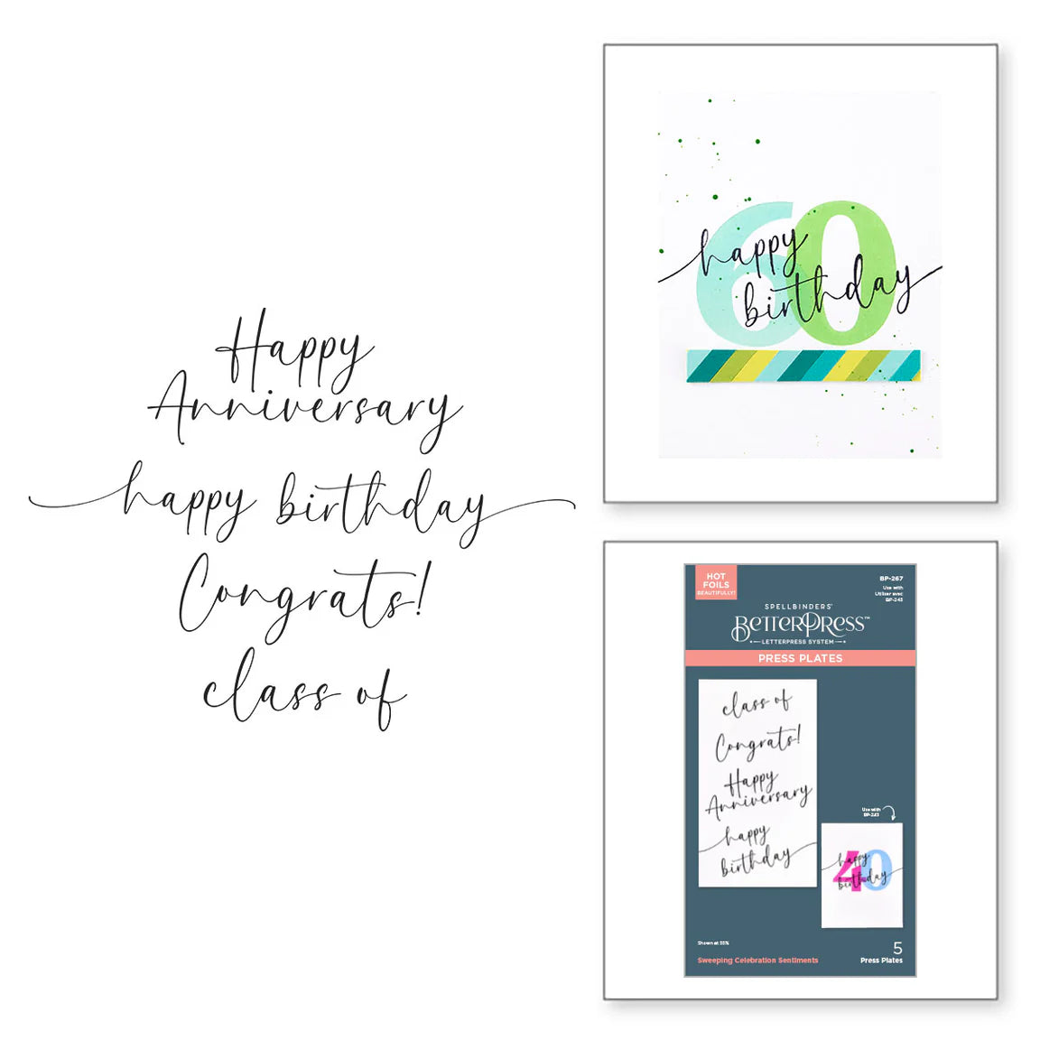 Sweeping Celebrations Sentiments BetterPress Plates
