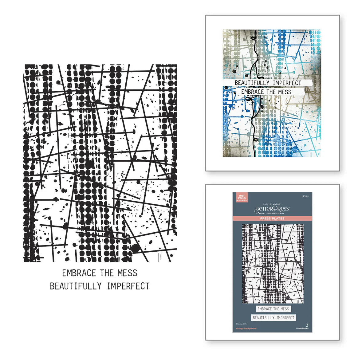 Spellbinders Grungy Background BetterPress Plates Set from the Beautifully Imperfect Collection