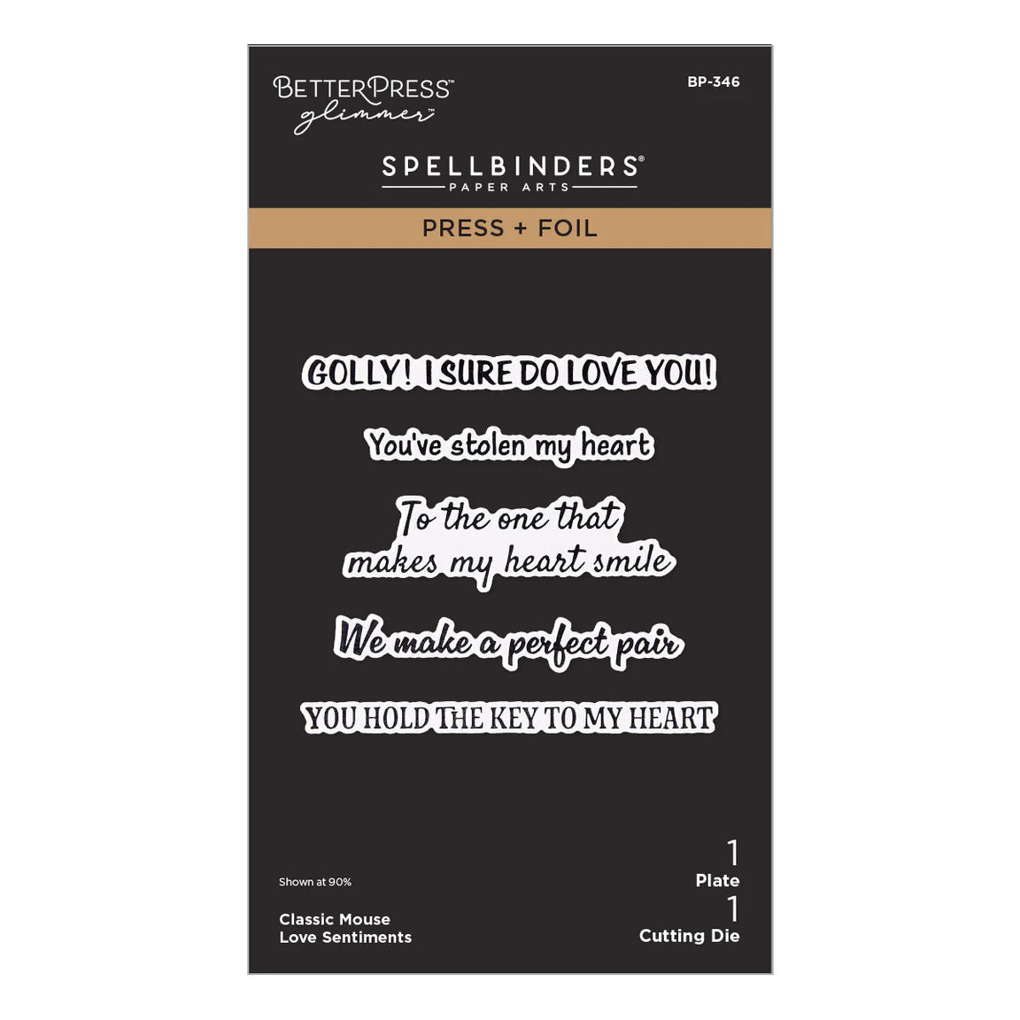 Spellbinders Classic Mouse Love Sentients Press + Foil Plate and Die Set