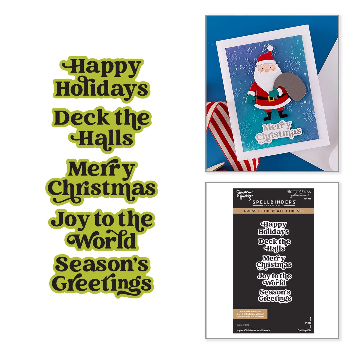 Spellbinders joyful Christmas sentiments Press/Foil Plate/Die Set by Simon Hurley