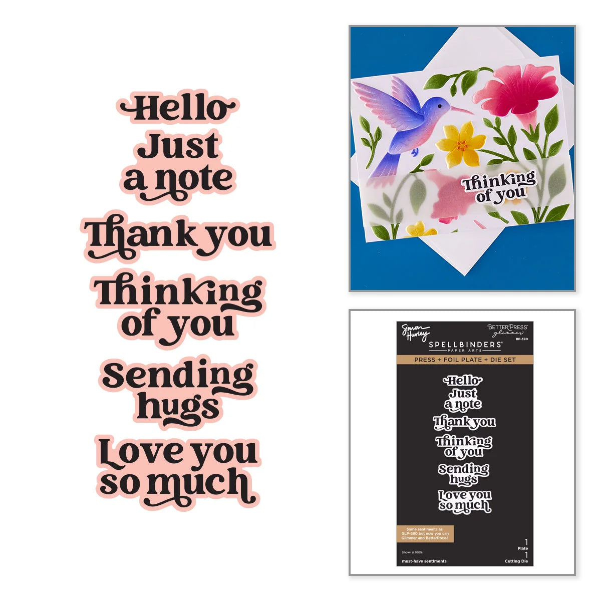 Spellbinders must-have sentiments Press/Foil Plate/Die Set by Simon Hurley