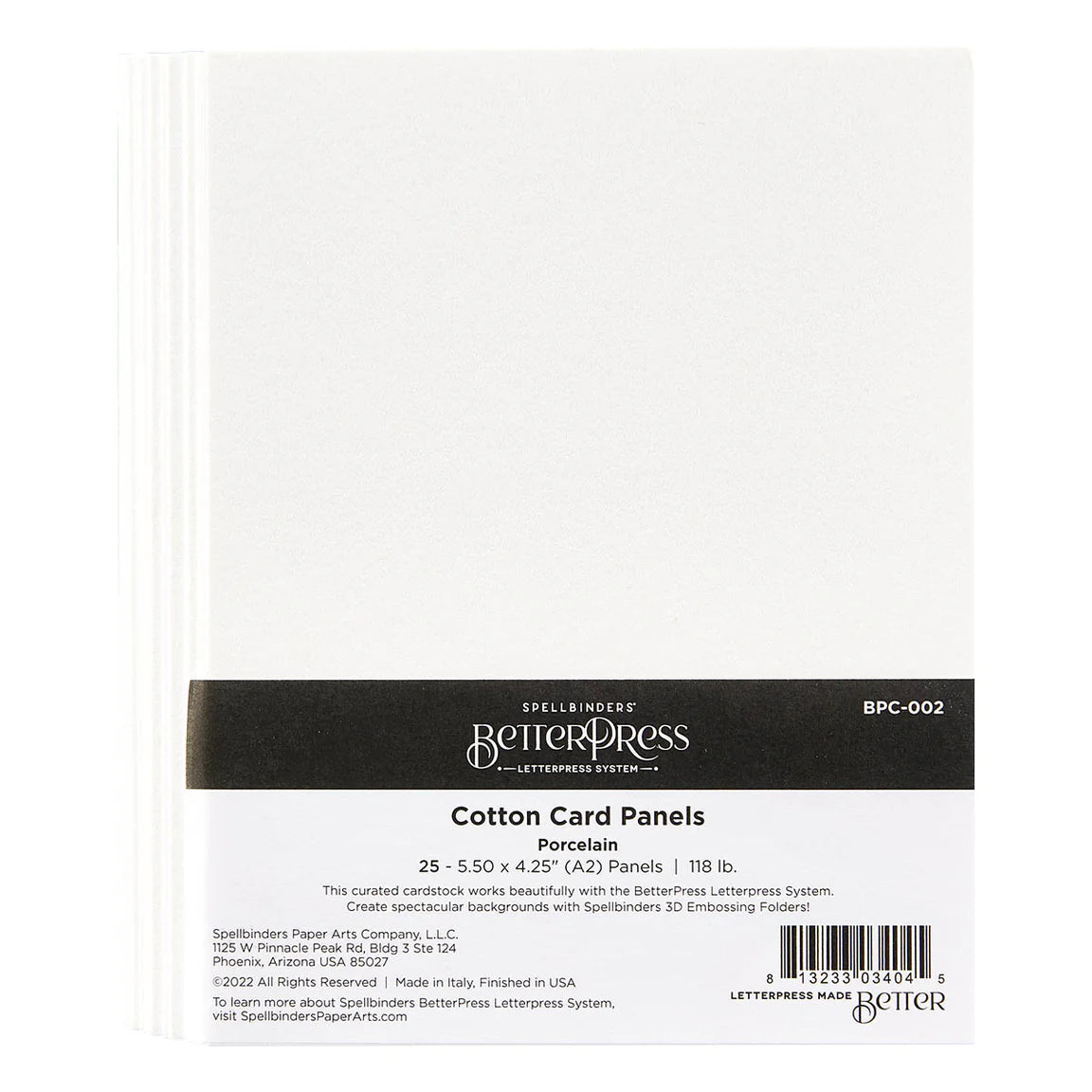 Spellbinders BetterPress A2 Cotton Card Panels (Porcelain) - 25 pk