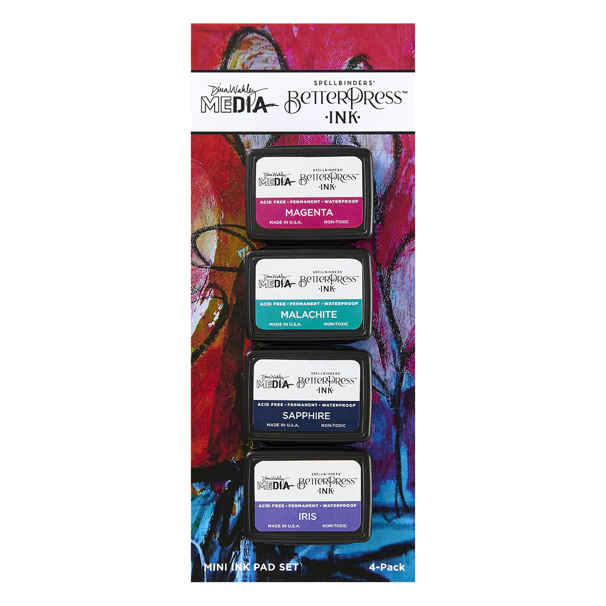 Spellbinders BetterPress Ink Mini Set - Happy, 4pk